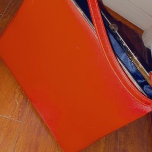 VINTAGE Theodor California Red Patent Leather Bag w/ brass clasp